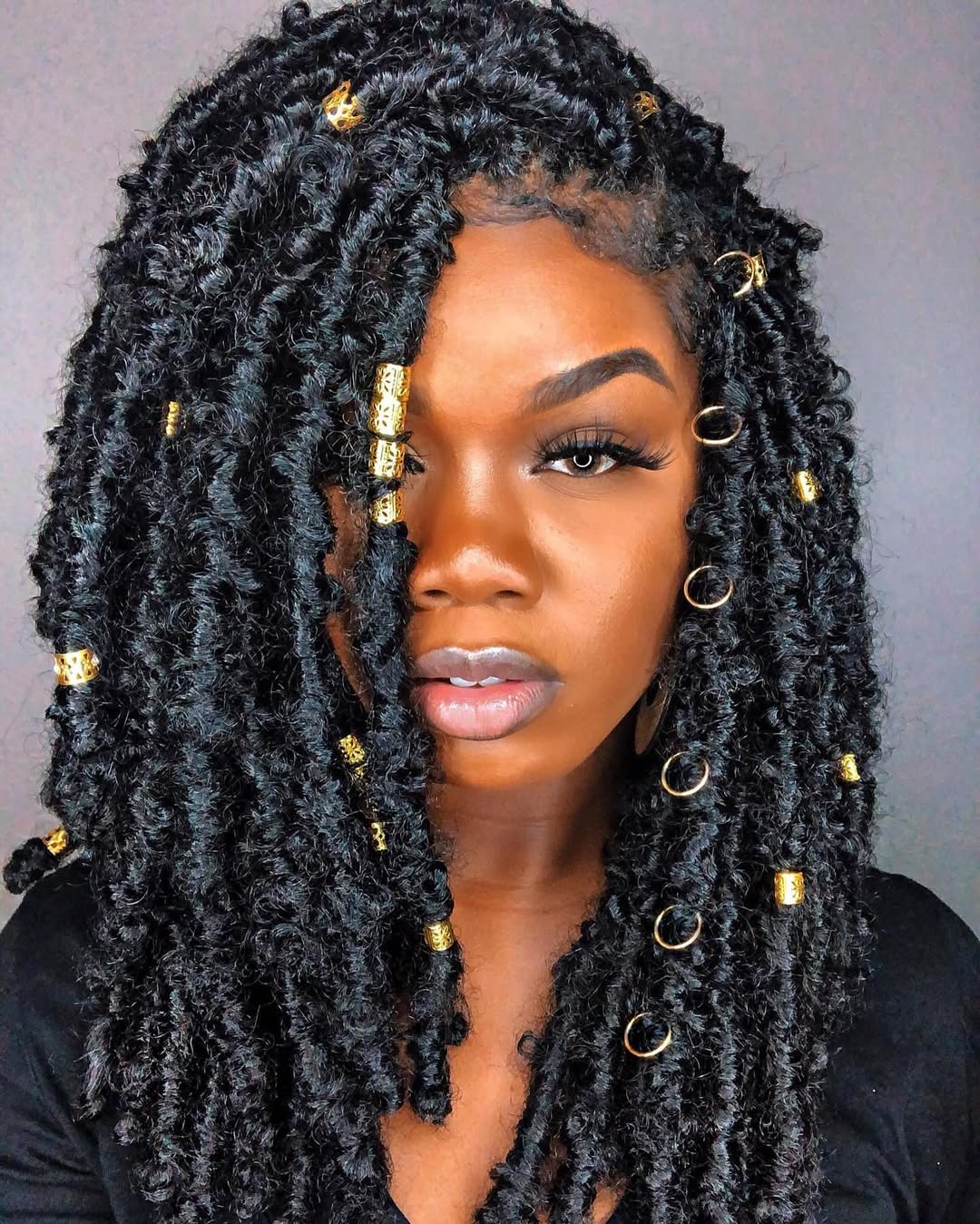 Bohemian Butterfly Locs With Gold Accents