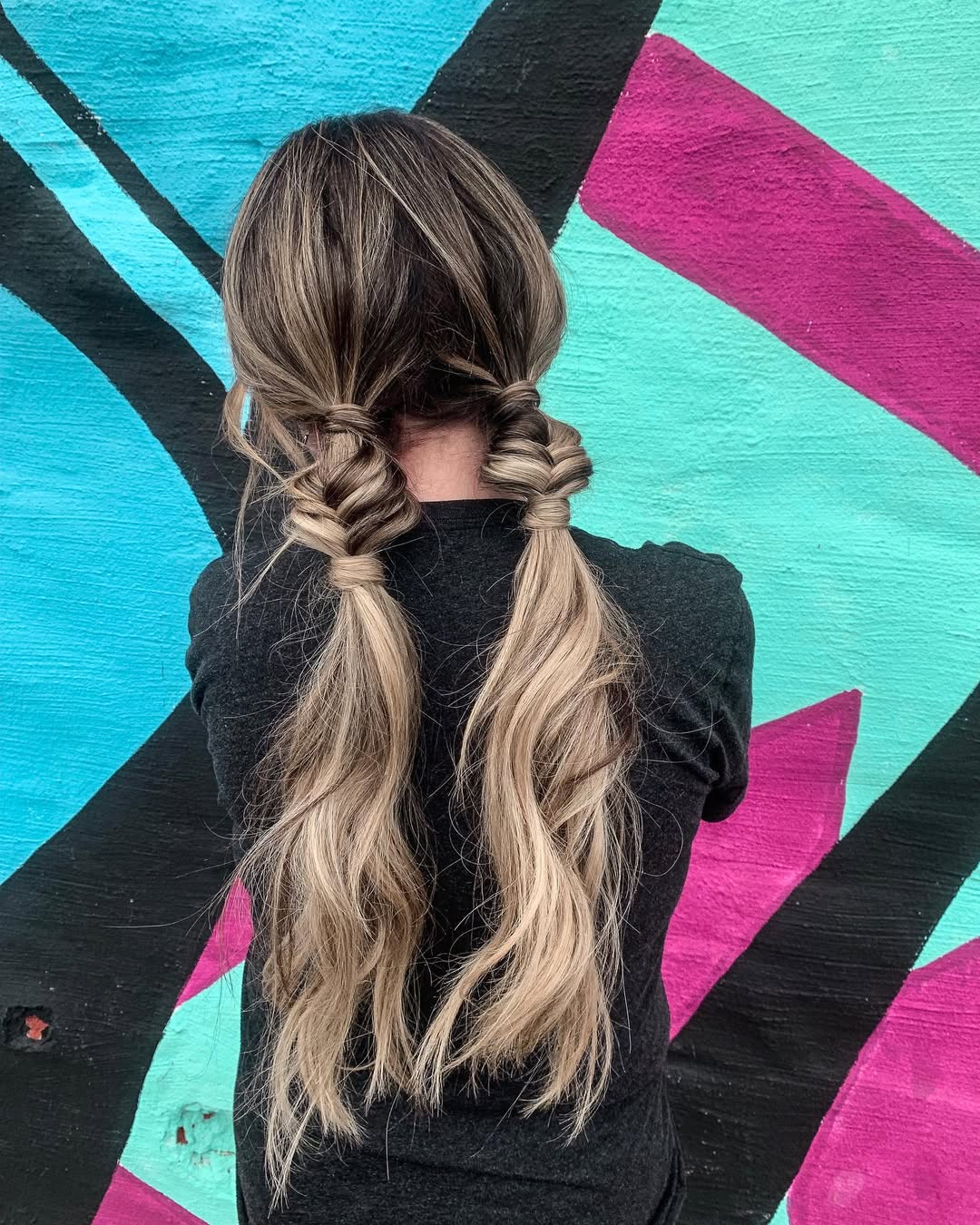 Bohemian Double Braids With Wavy Extensions