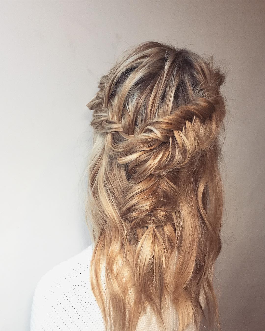 Boho Blonde Fishtail Crown Braid Hair