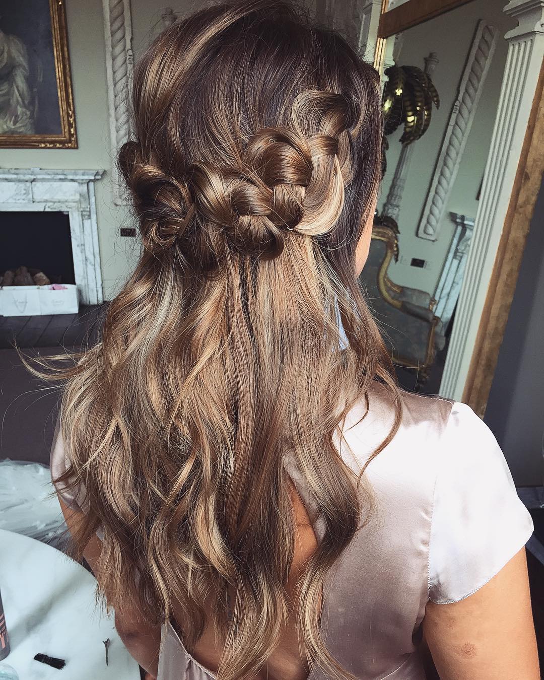 Boho Braided Half-Up Style On Wavy Hair