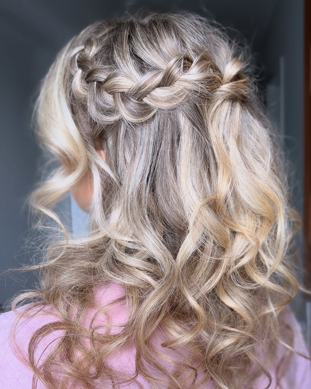 Boho Braided Half-Up Style With Honey Blonde Curls
