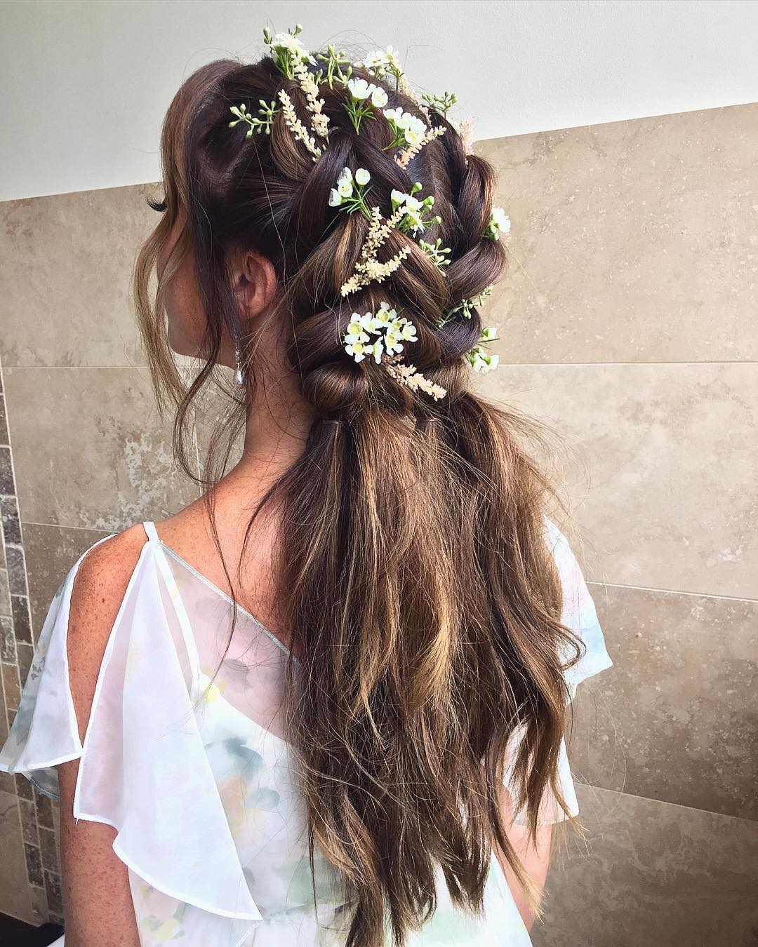 Boho Braided Half-Up With Floral Accents
