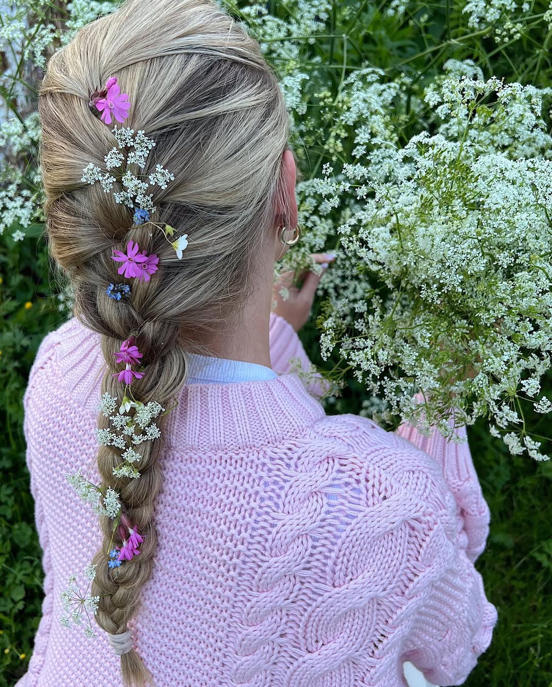 Boho Braided Ponytail With Wildflower Embellishments