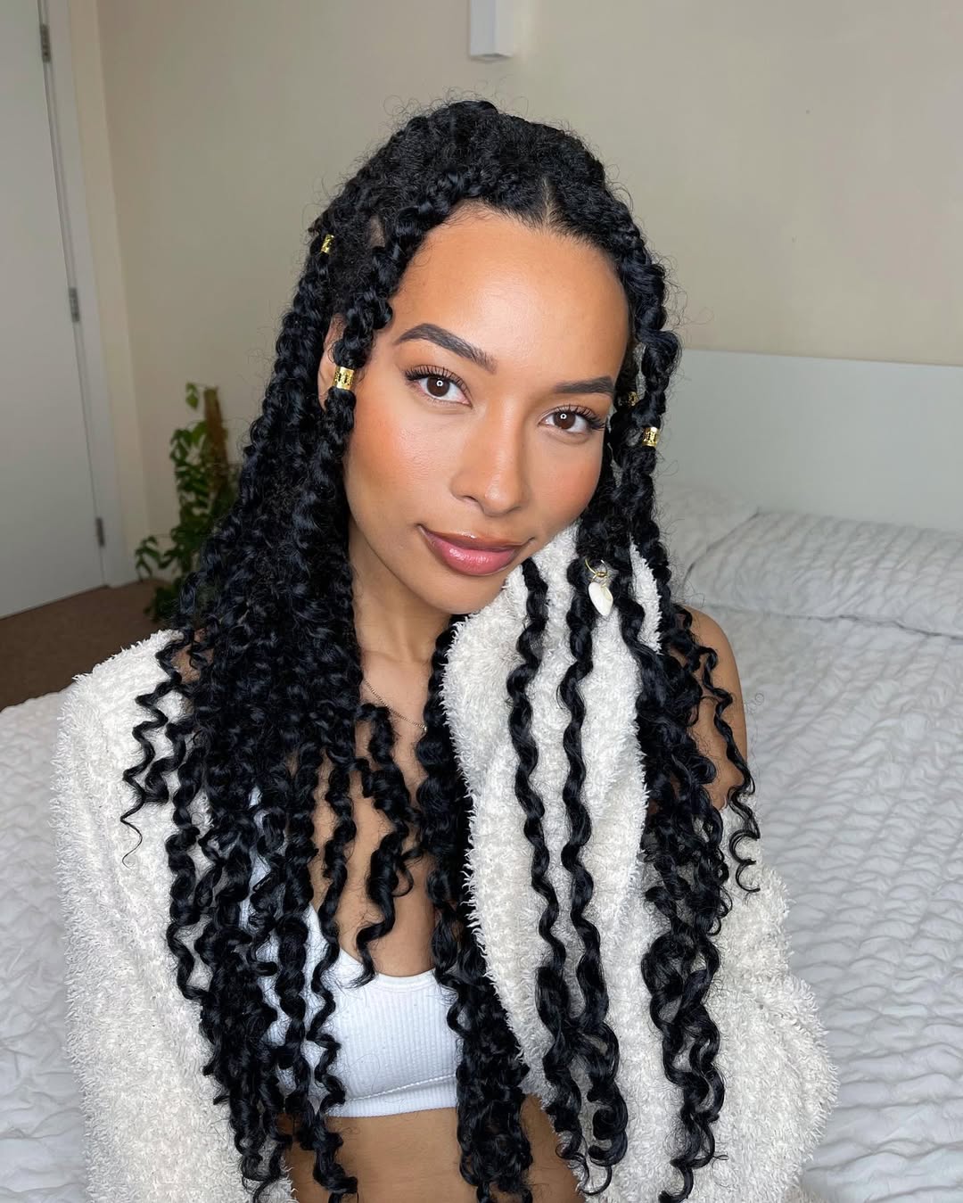Boho Braids With Defined Curls and Gold Accents