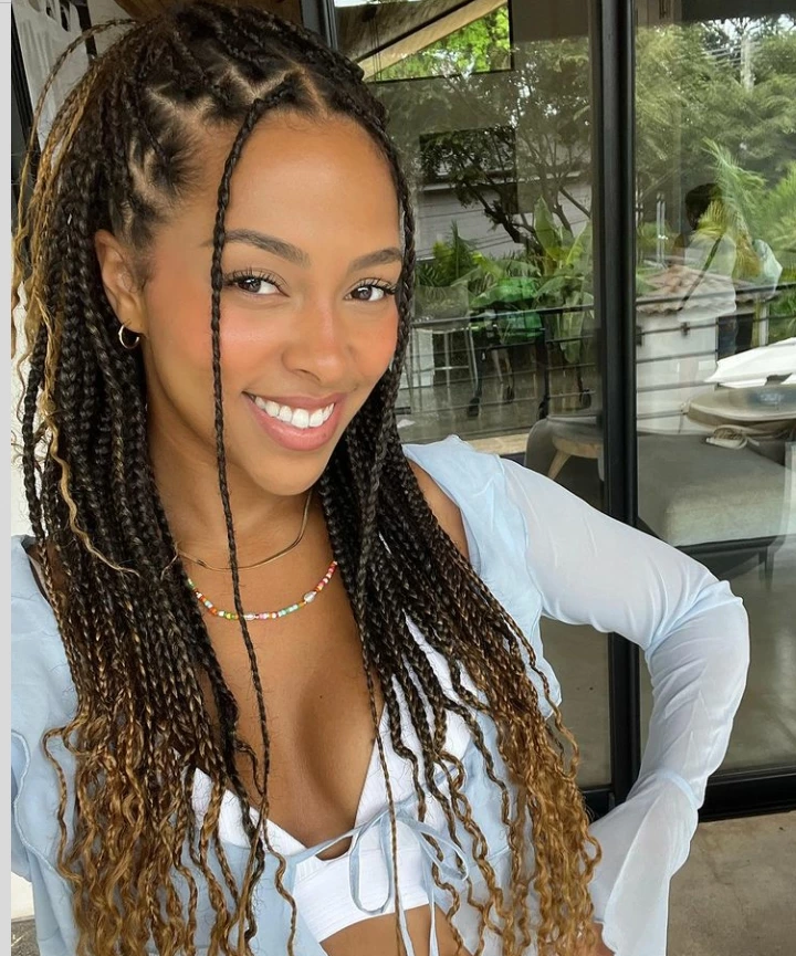 Boho Chic Multi-Tone Box Braids Half Up Half Down