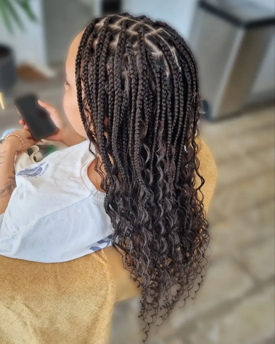 Boho Wavy Box Braids Mid-Back Length