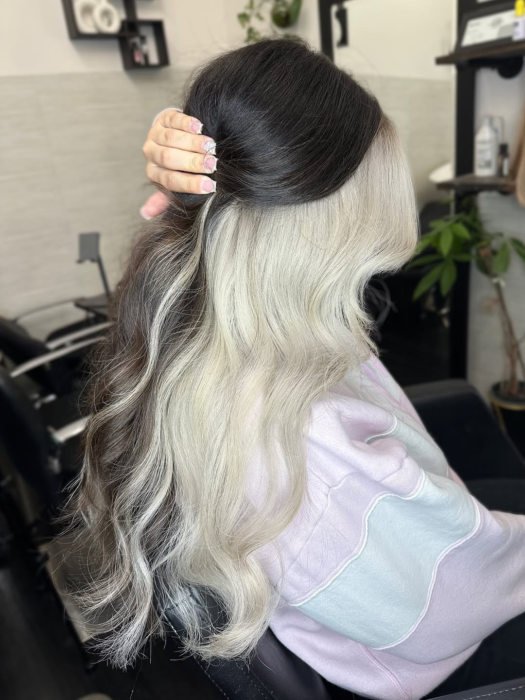 Bold Black And Platinum Blonde Peekaboo