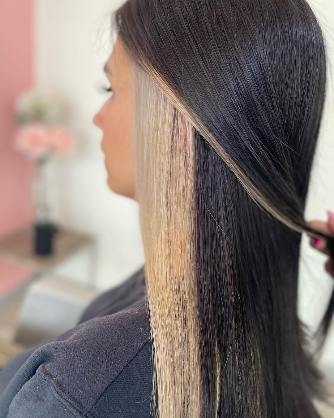 Bold Blonde Peekaboo Highlights On Dark Hair