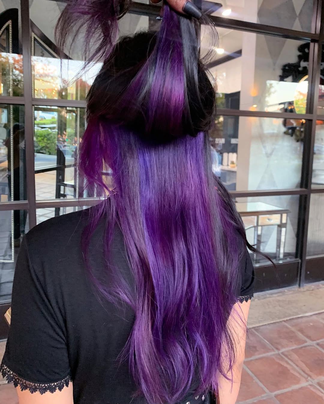 Bold Purple Peekaboo Underneath Long Layers