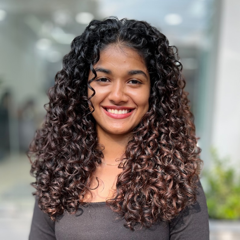 Bouncy Curly Brunette Hair With Subtle Mahogany Highlights