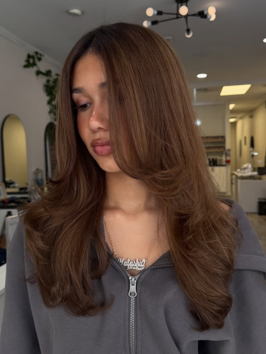 Bouncy Honey Brown Layers With Face Framing