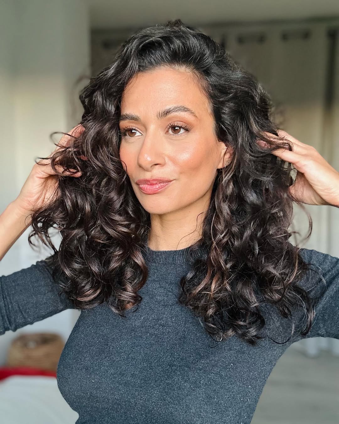 Bouncy Voluminous Dark Brunette Curls