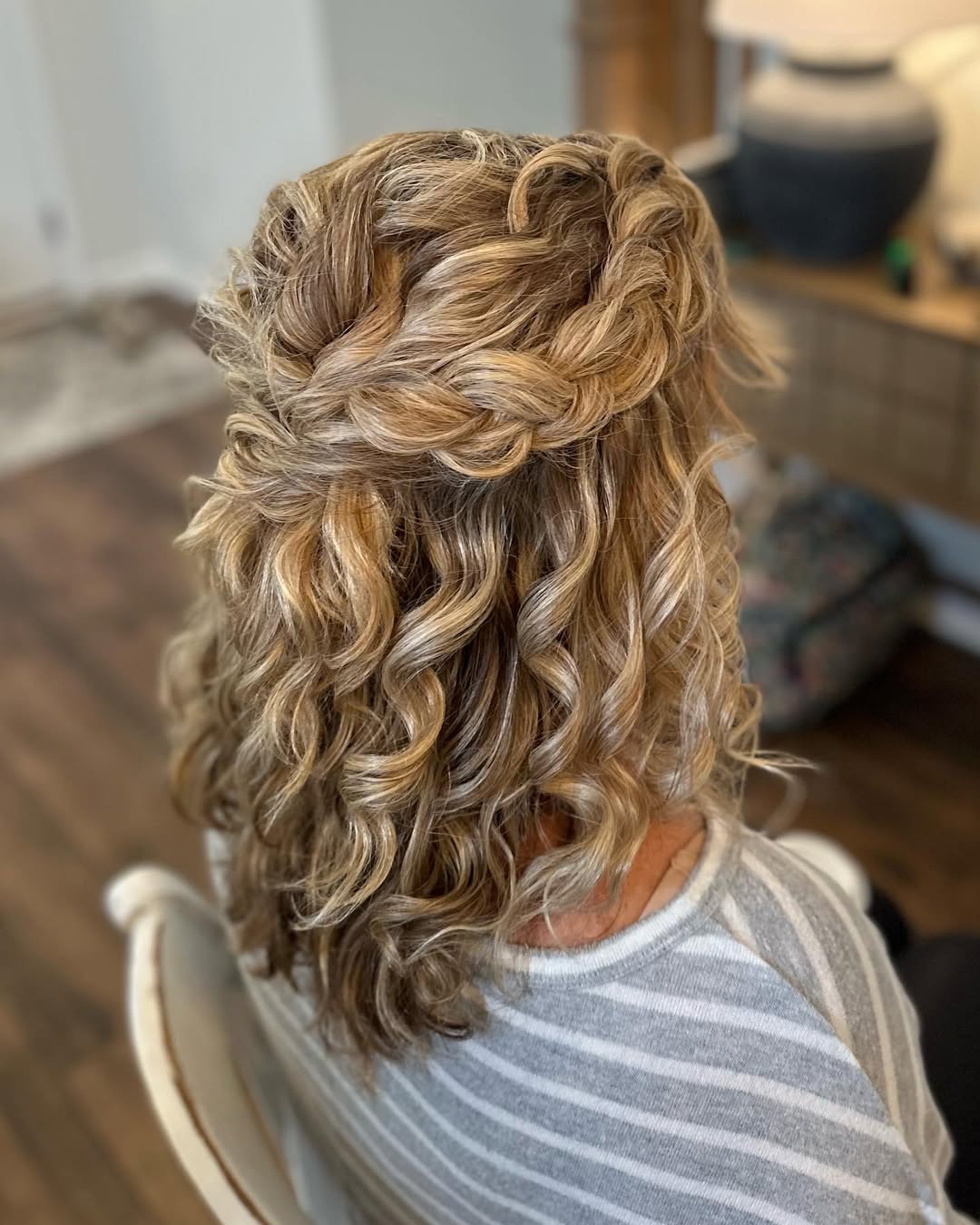 Braided Crown With Cascading Curls