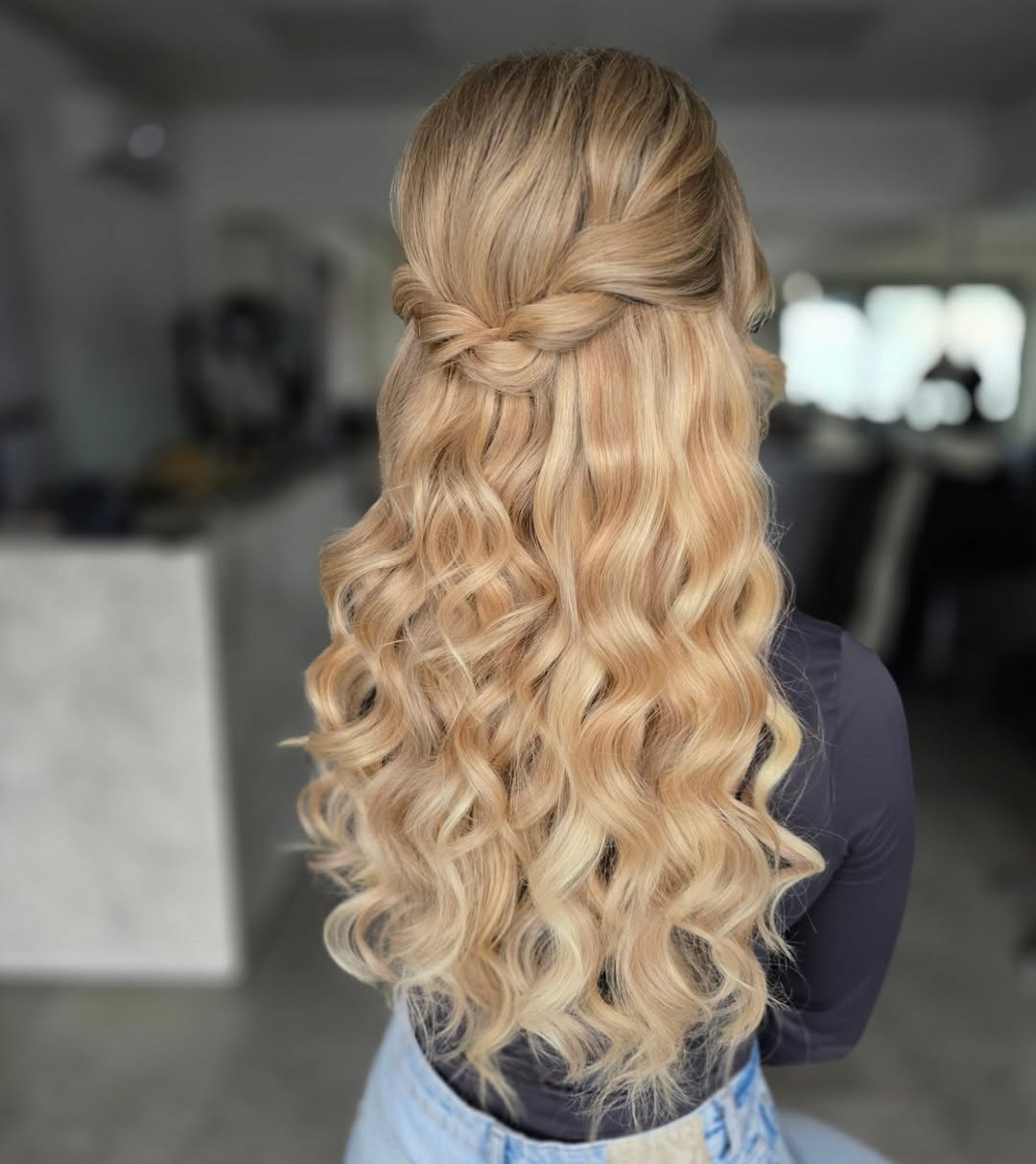 Braided Half Up With Cascading Beach Waves