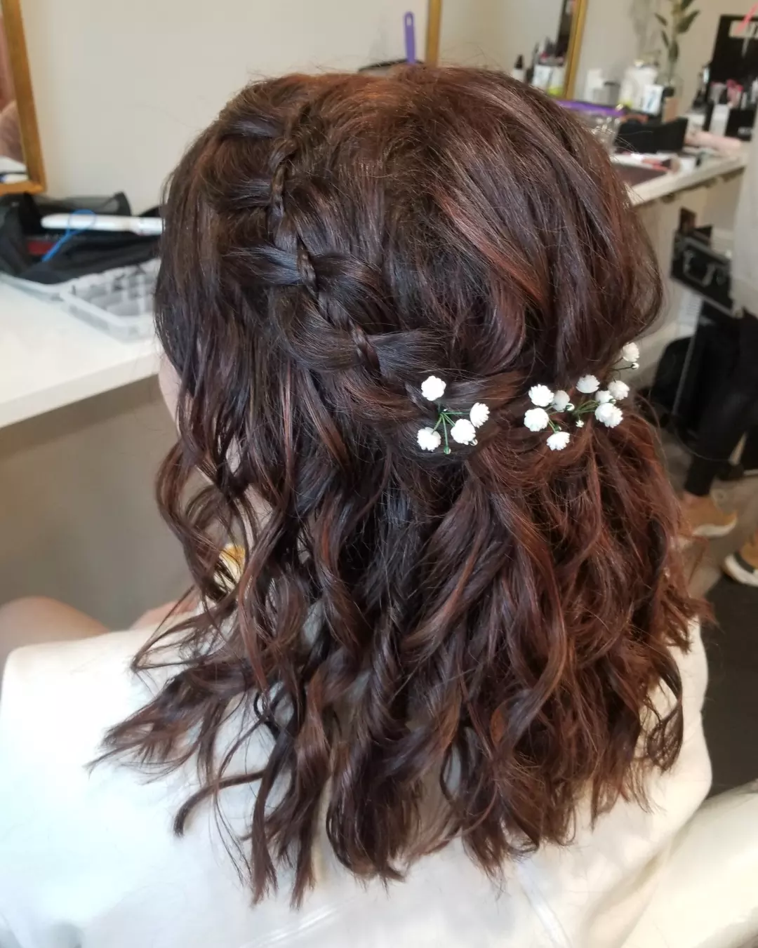 Braided Half-Up With Delicate Baby's Breath Accents