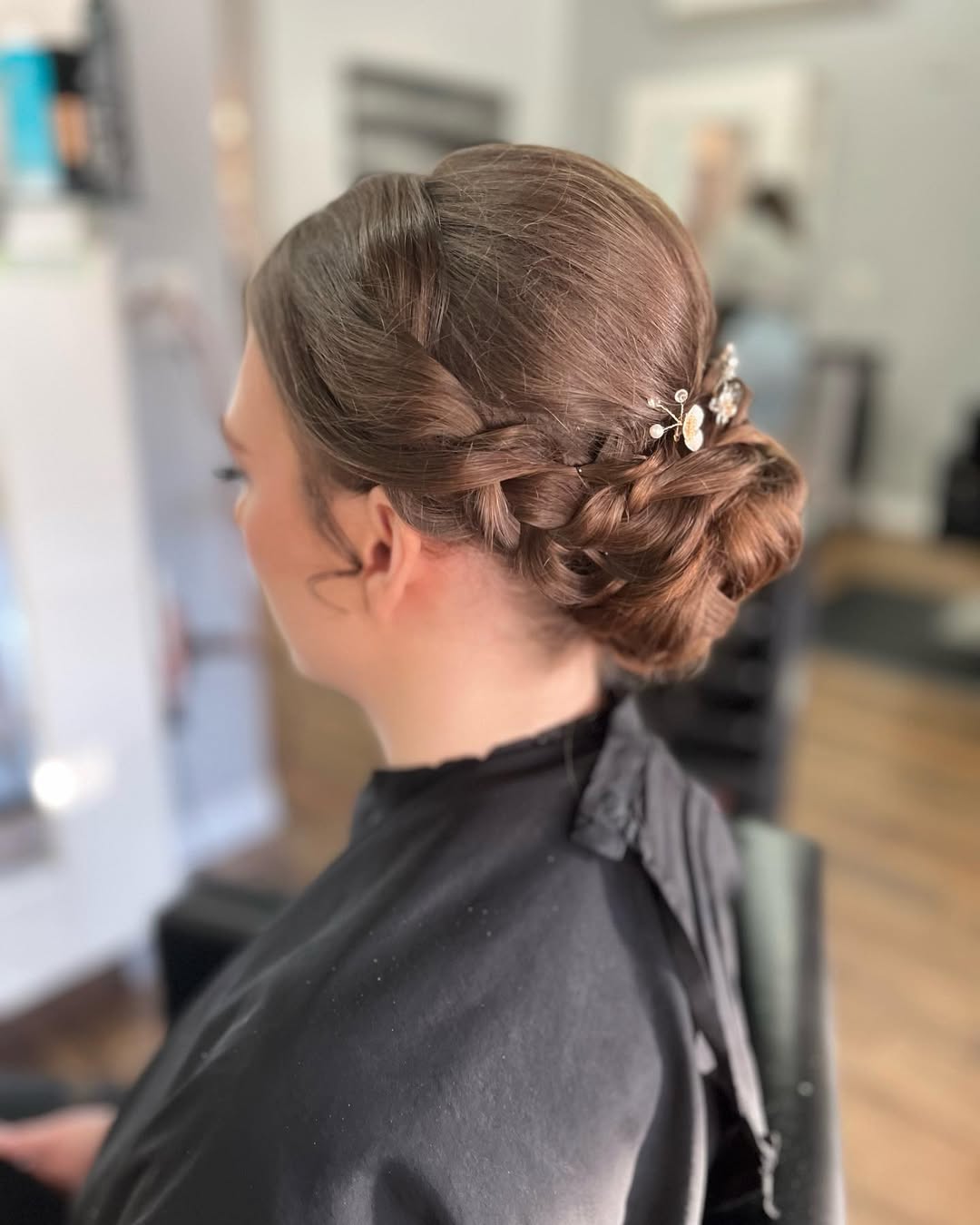 Braided Low Bun With Delicate Hair Pins