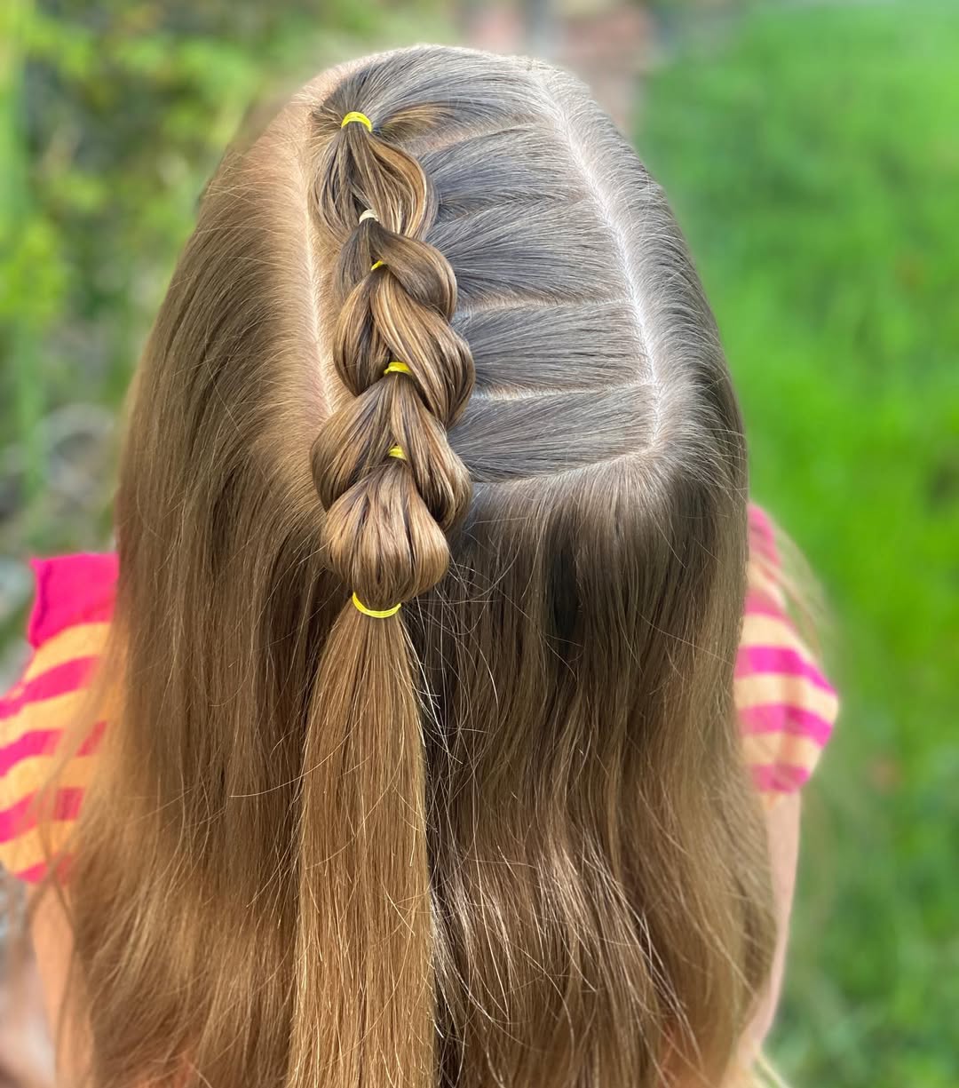 Braided Ponytail With Geometric Parting
