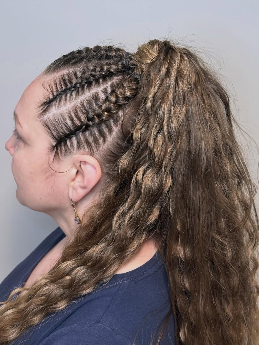 Braided Sides High Ponytail With Defined Curls