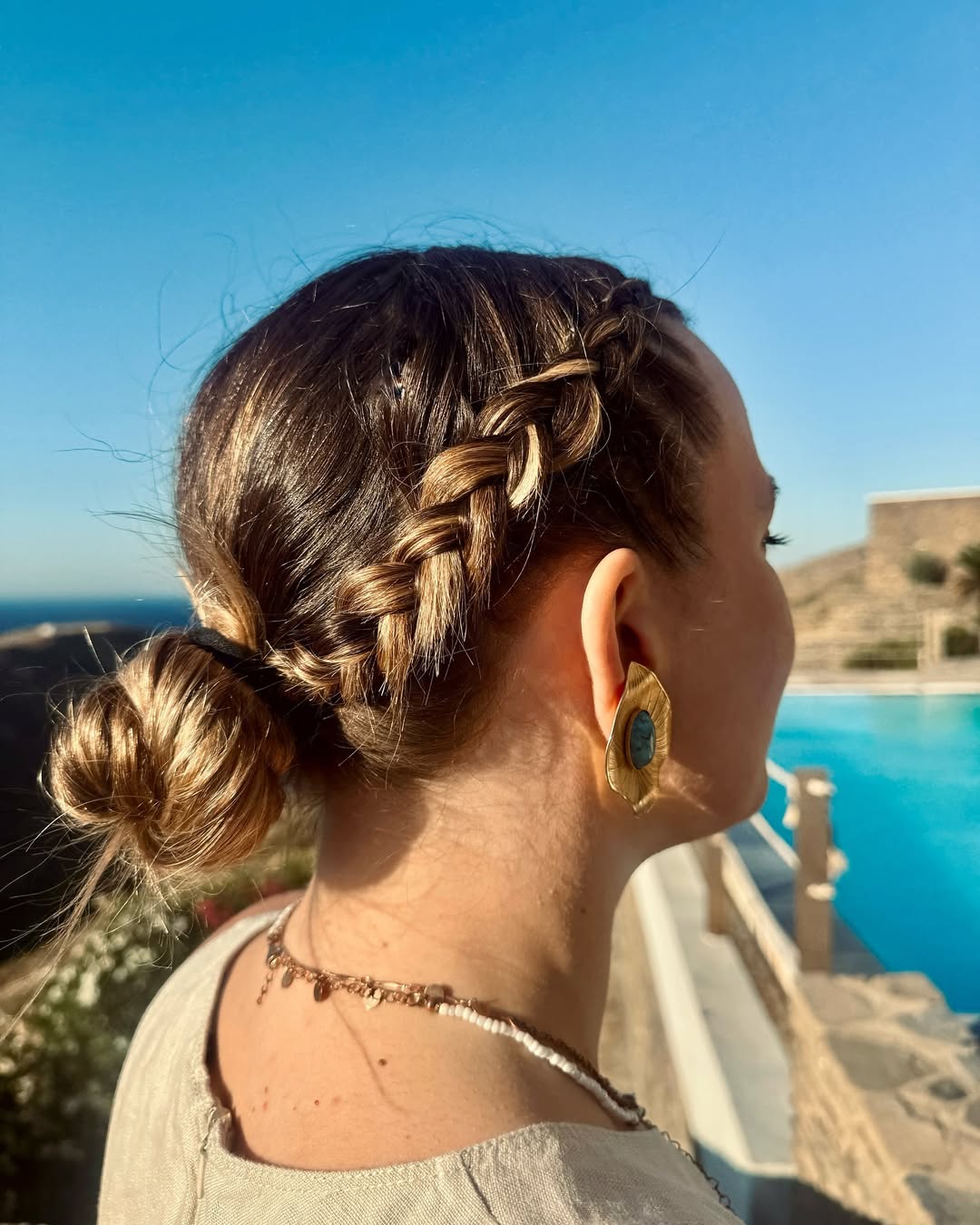 Braided Top Knot With Sun-Kissed Highlights