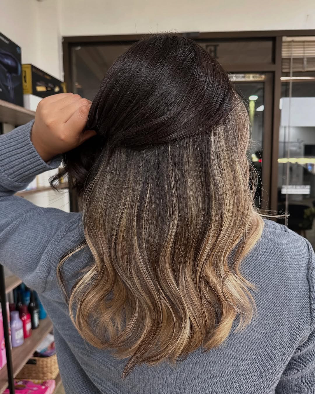 Brunette Balayage With Honey Blonde Peekaboo Highlights