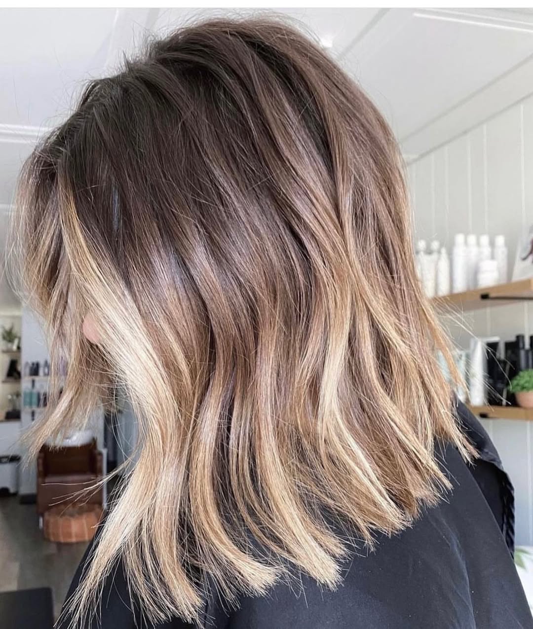 Caramel Balayage On Lived-In Choppy Lob Style