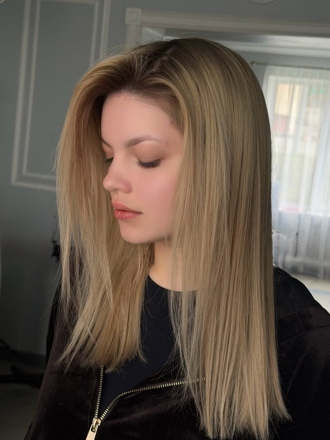 Caramel Blonde Balayage with Face Framing Layers