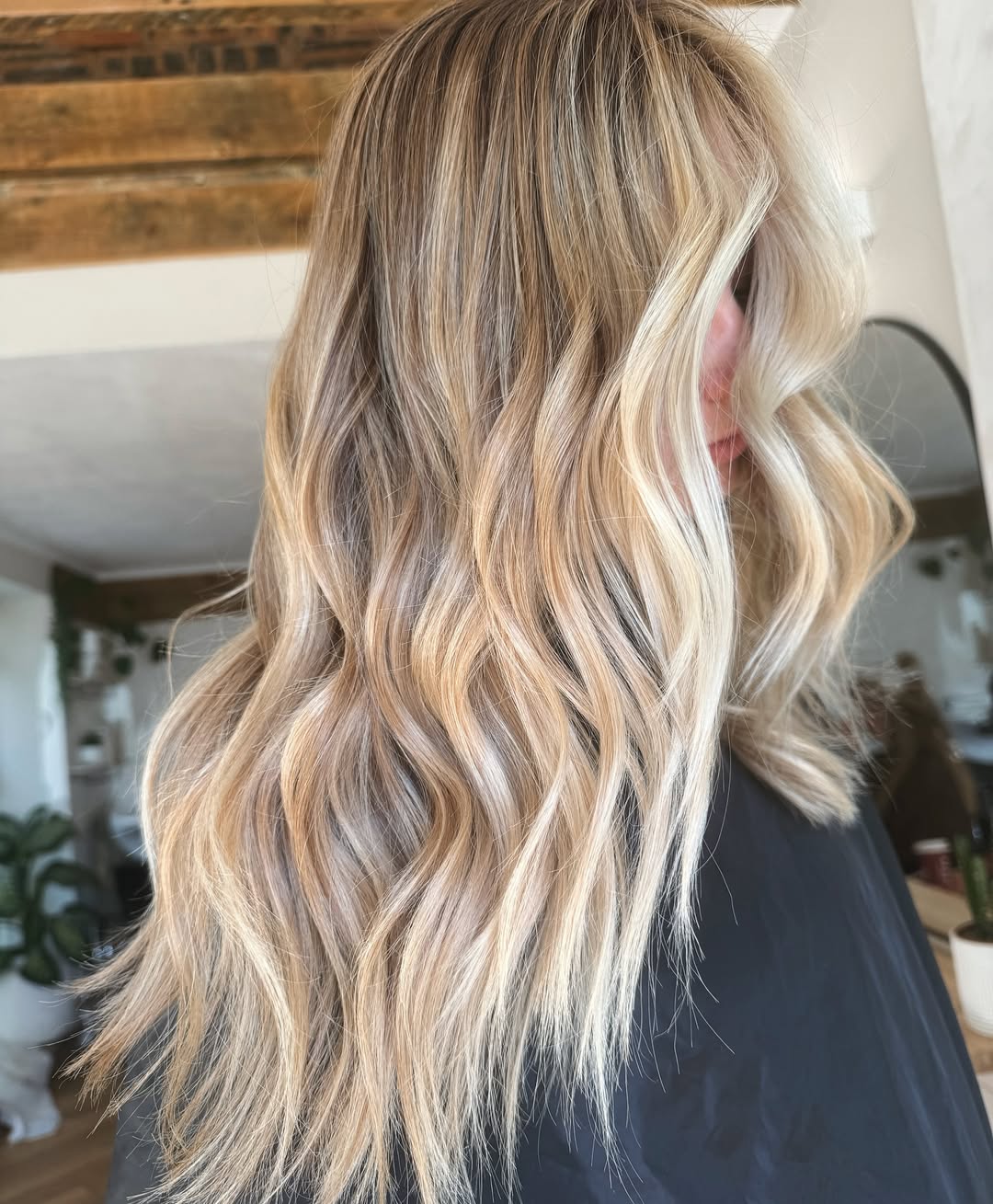Caramel Blonde Balayage With Shoulder Waves