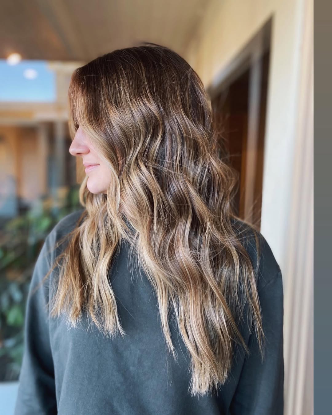Caramel Blonde Balayage with Wavy Layers