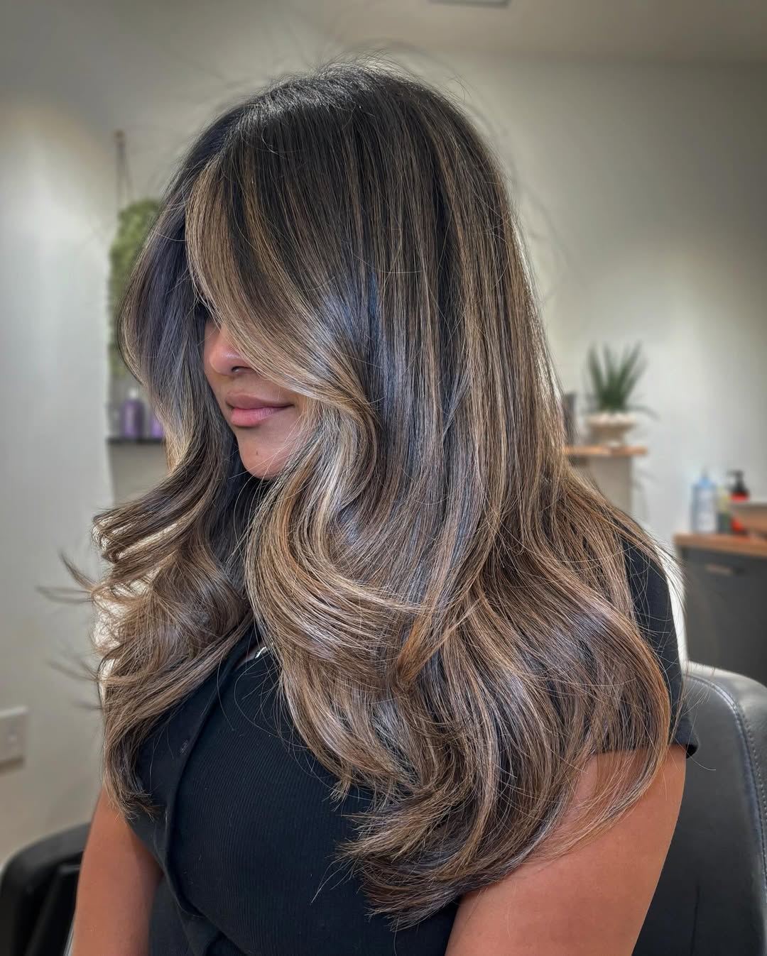 Caramel Brunette Balayage With Voluminous Layers
