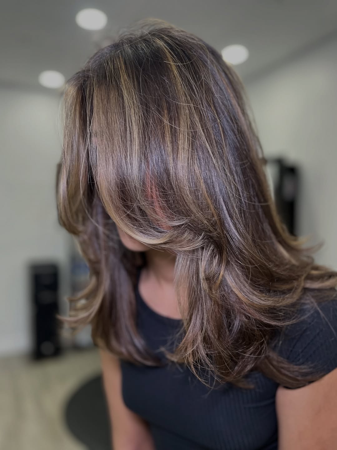 Caramel Brunette Layers With Voluminous Styling