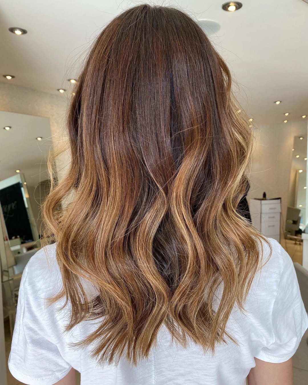 Caramel Glazed Balayage Medium Waves