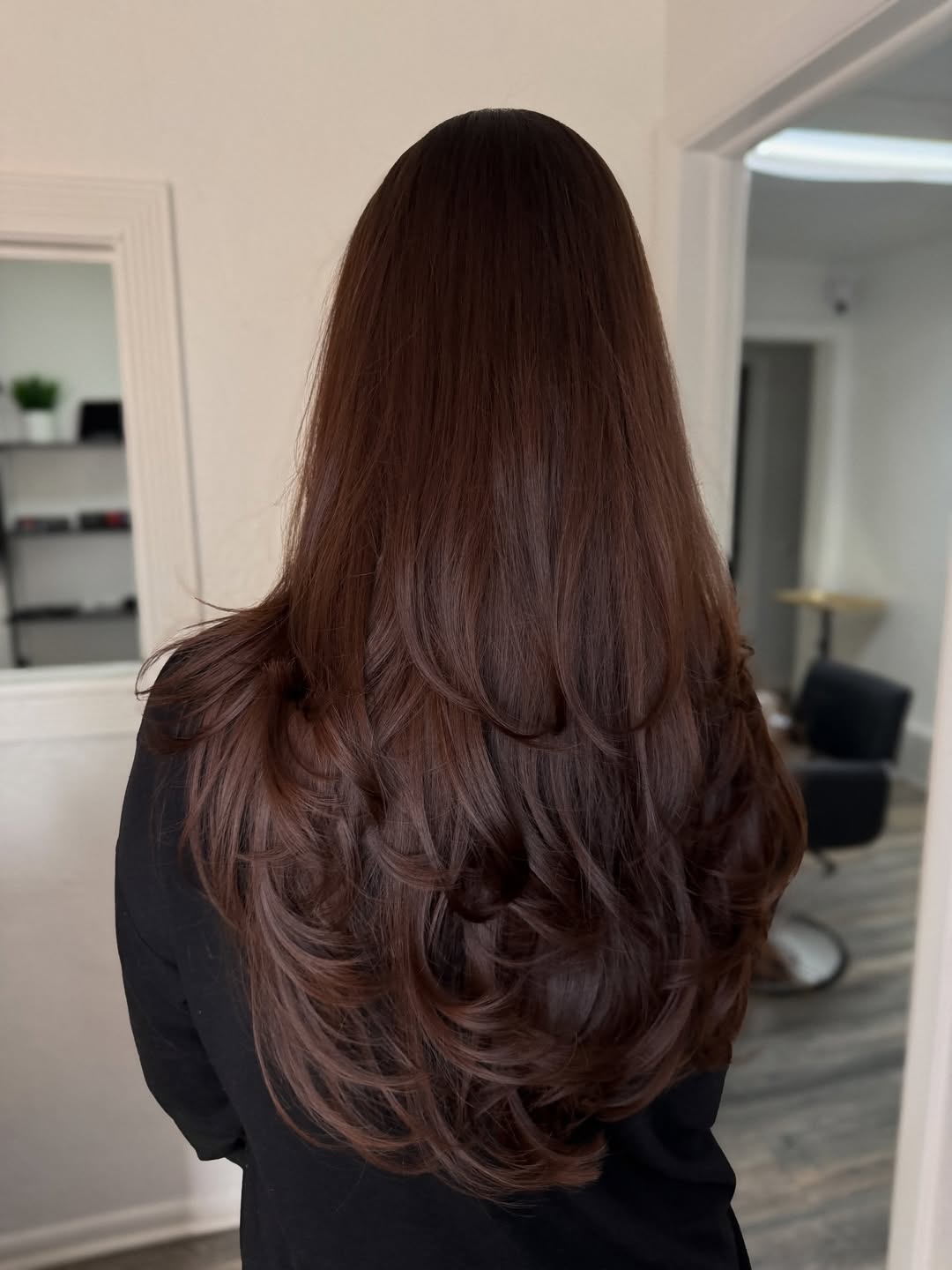 Cascading Layers On Rich Chocolate Brown Hair