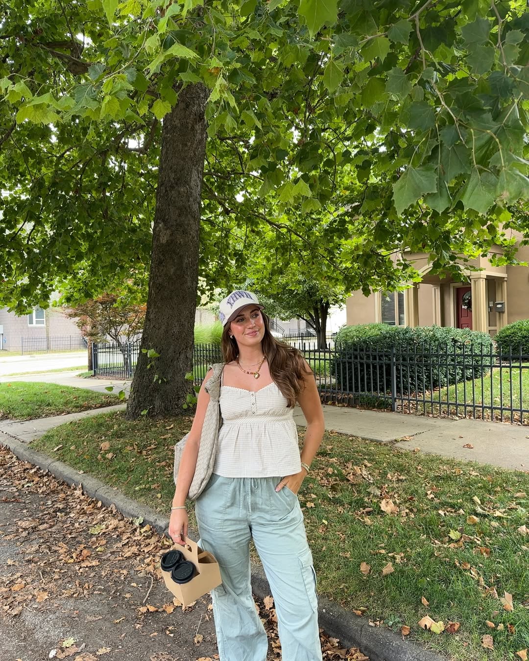 Casual Cargo Pant And Gingham Top Outfit