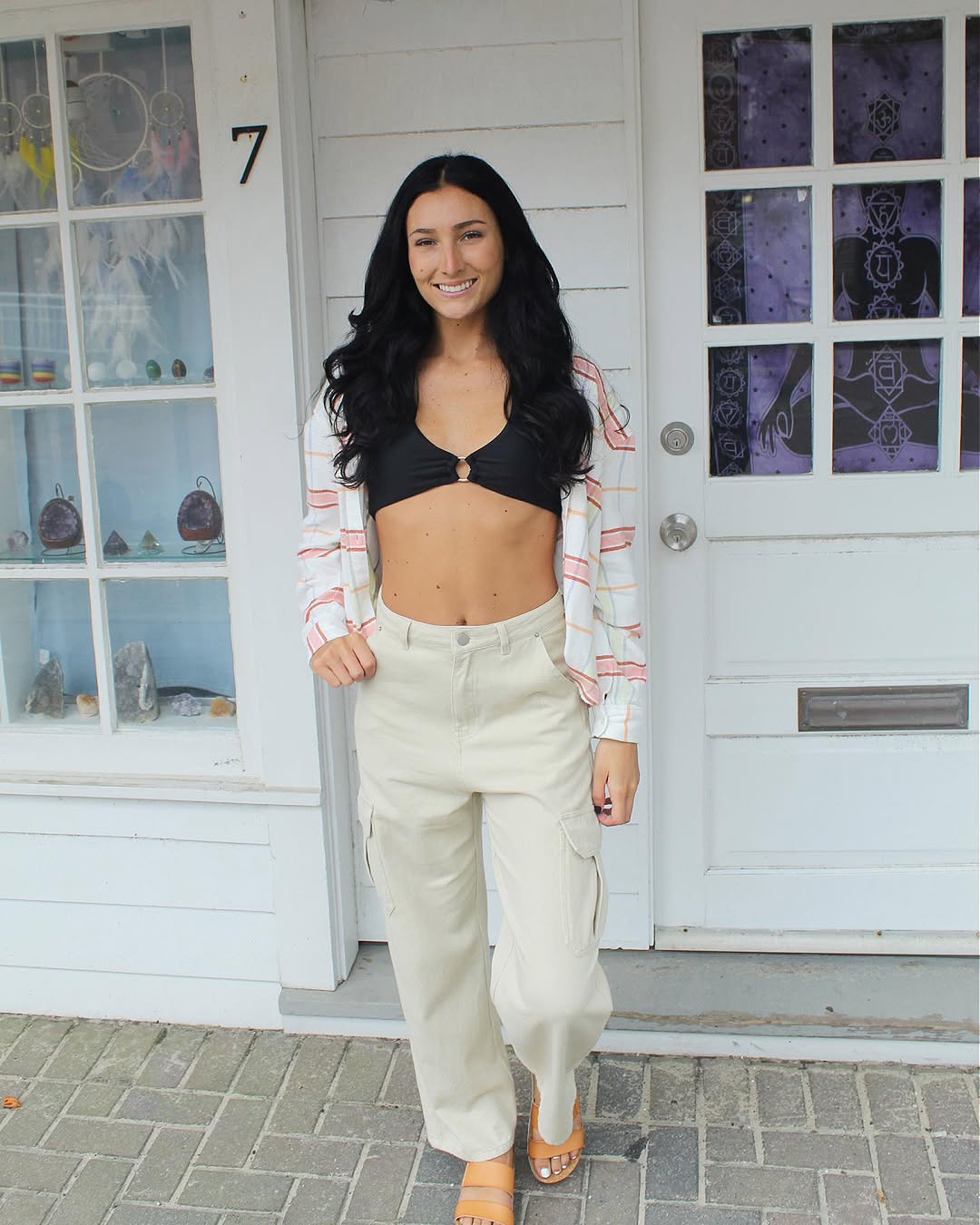 Casual Cargo Pants With Crop Top