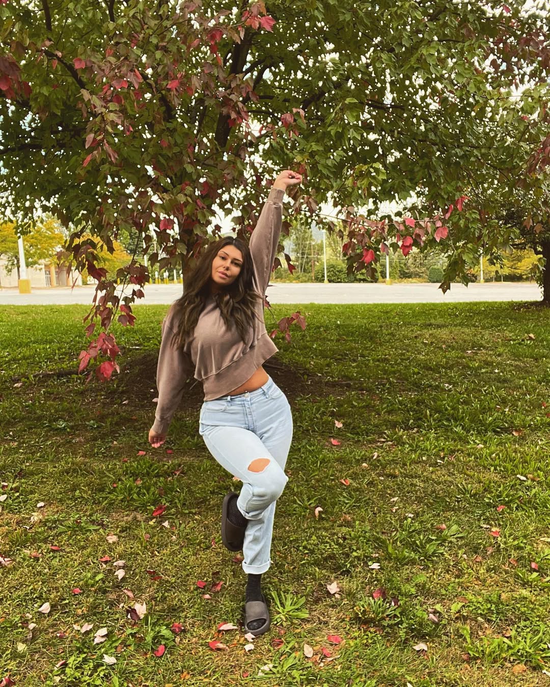 Casual Distressed Denim With Cozy Sweatshirt