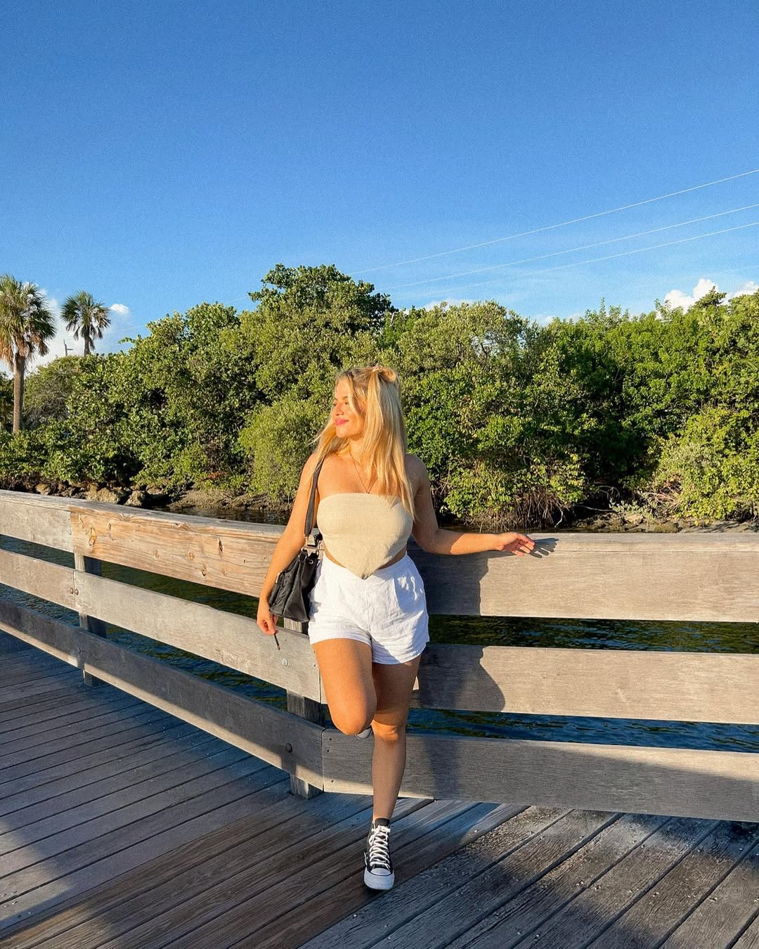 Casual Linen Shorts and Bandeau Top Outfit