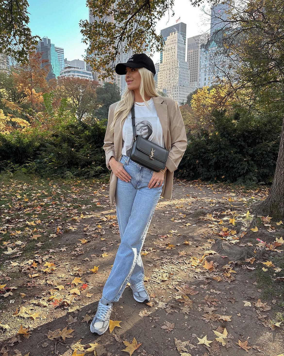 Casually Chic Beige Blazer With Light Wash Jeans