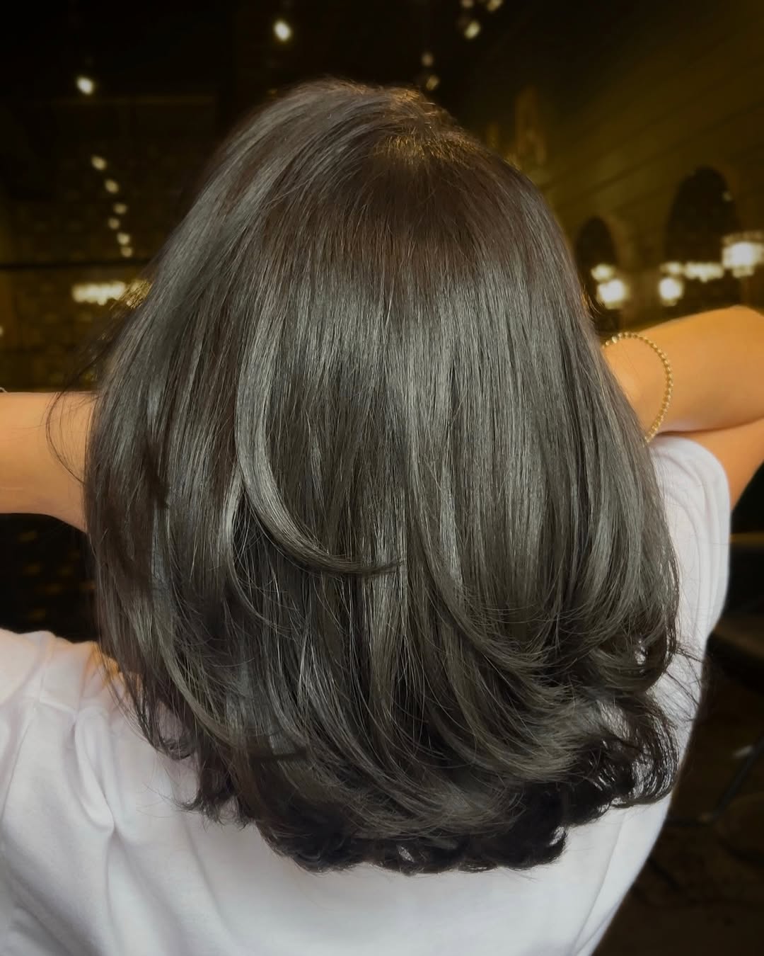 Chic Ash Brown Layered Bob With Subtle Waves
