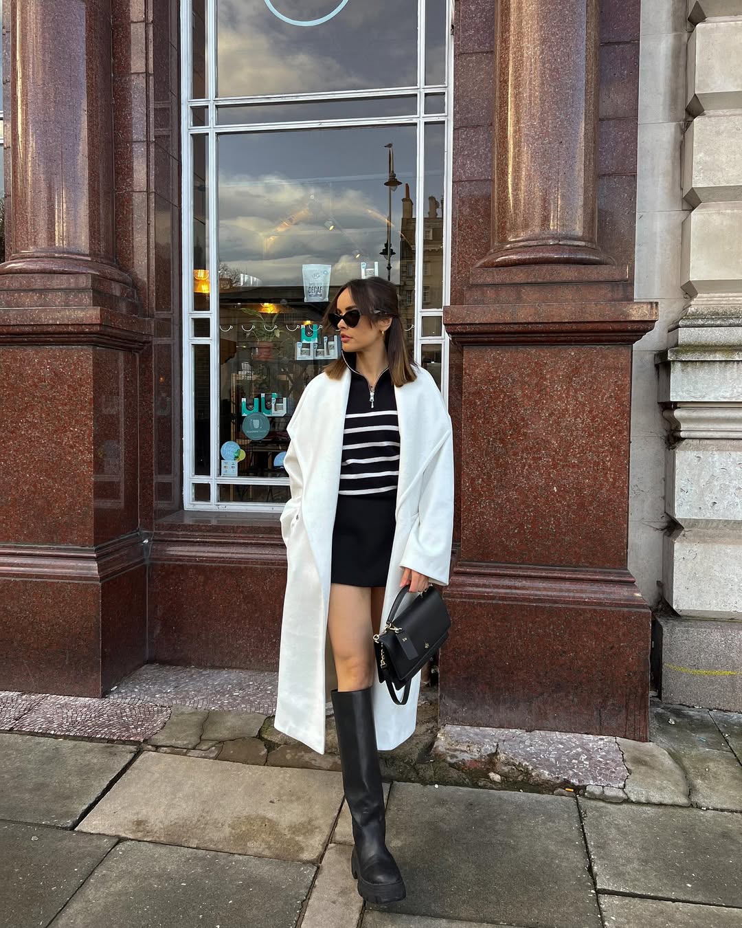 Chic Black and White Mini Skirt Outfit