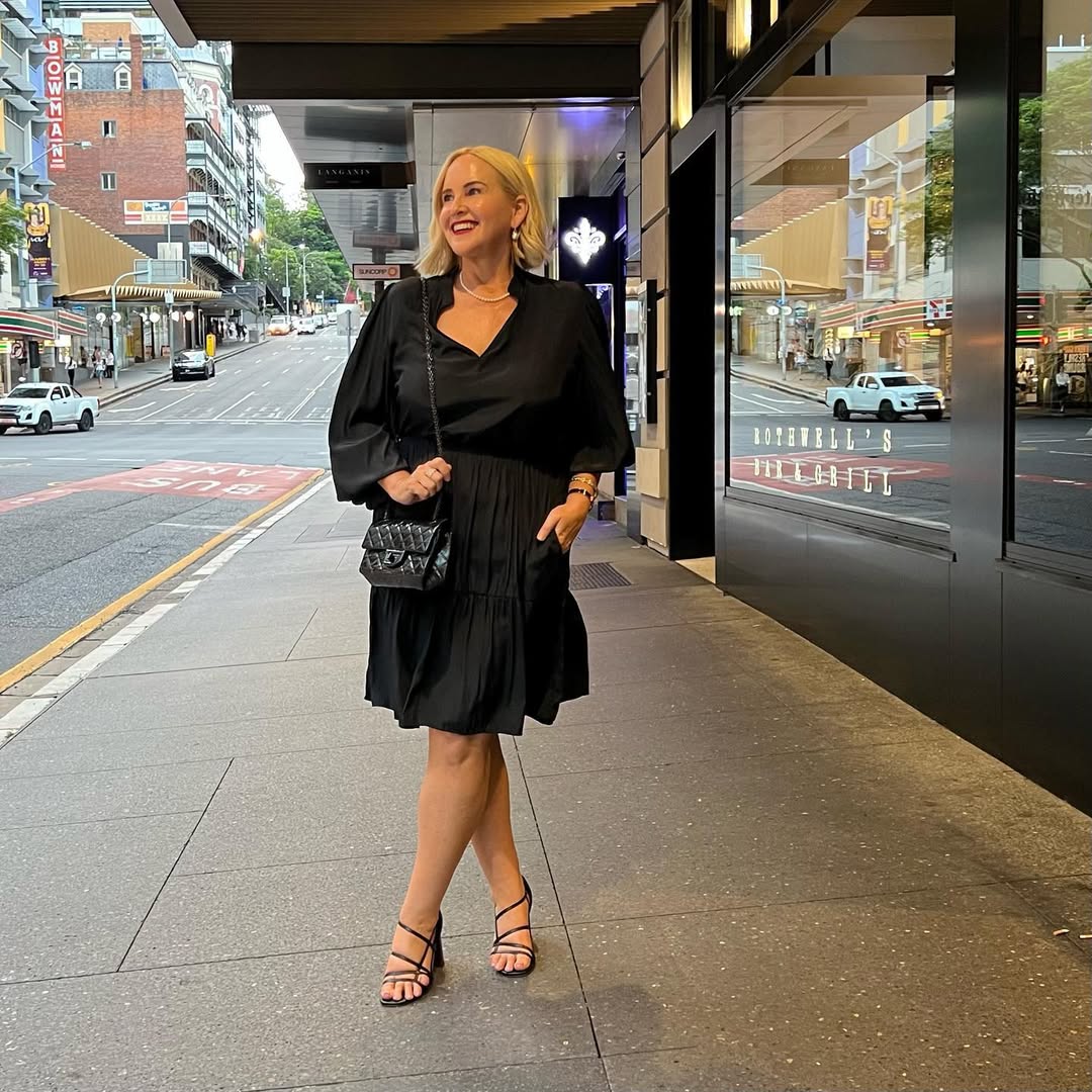 Chic Black Midi Dress With Strappy Heels