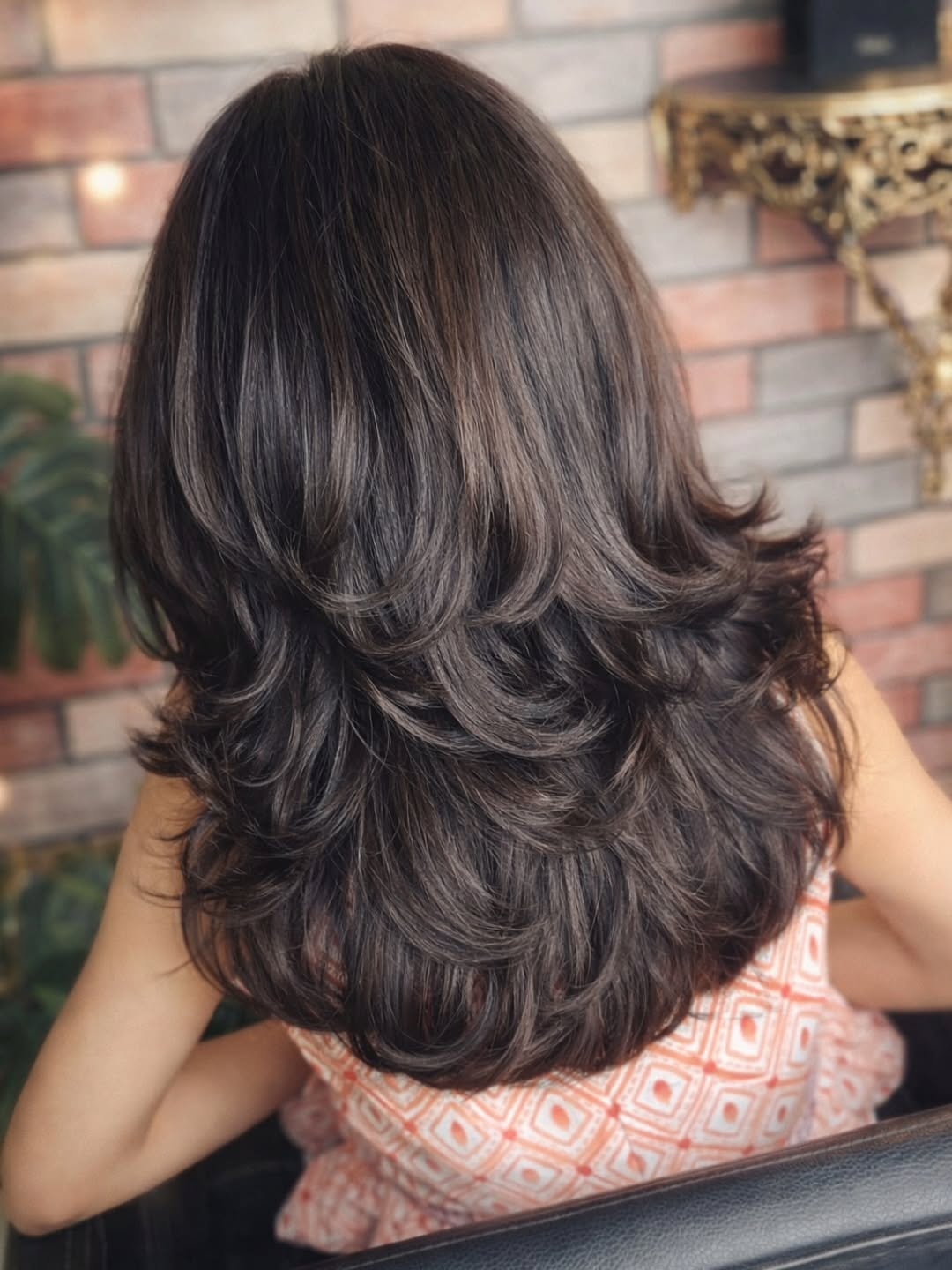 Chic Medium Brunette Butterfly Layers Blowout