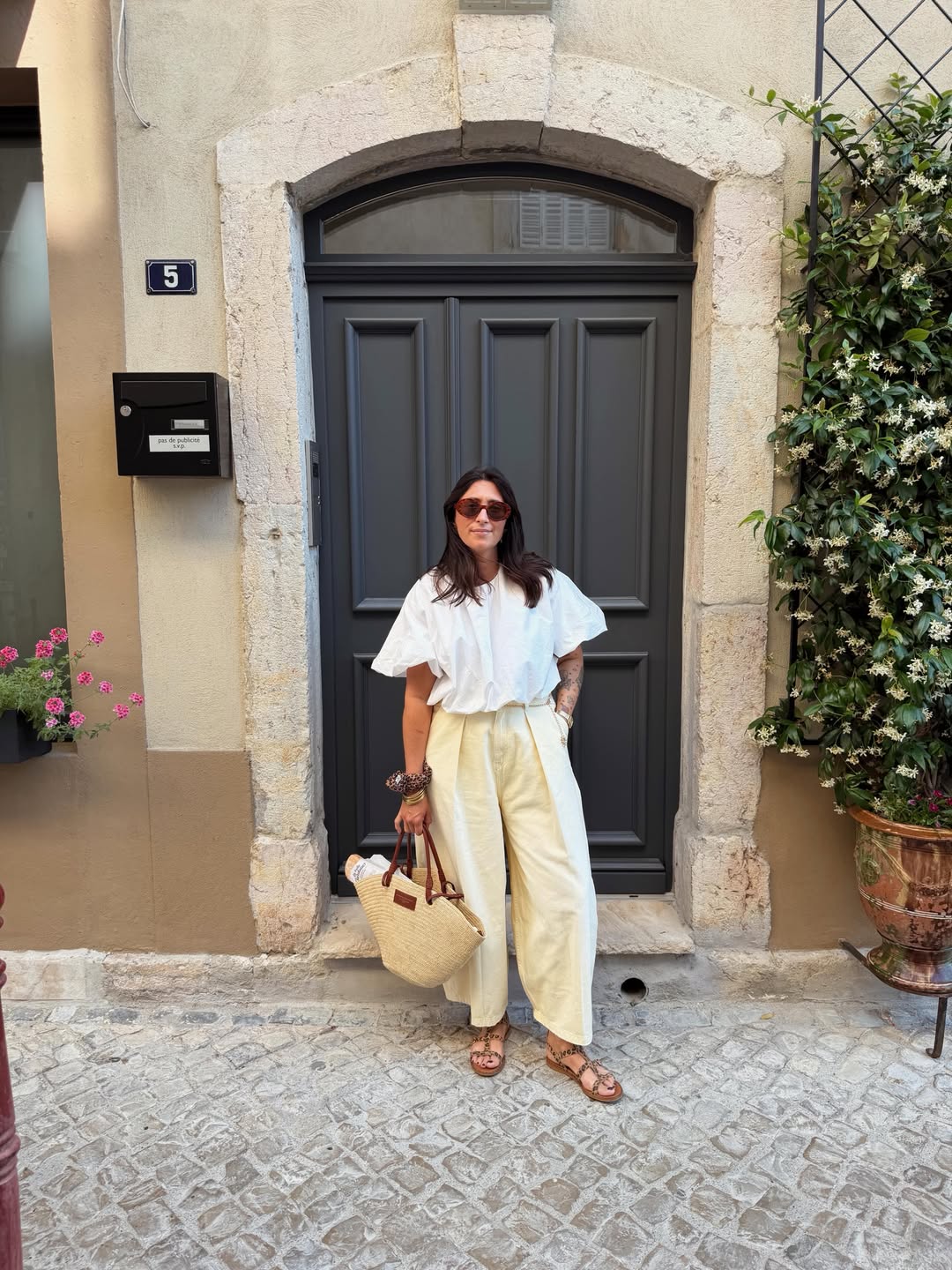 Chic Parisian White Shirt And Cream Trousers