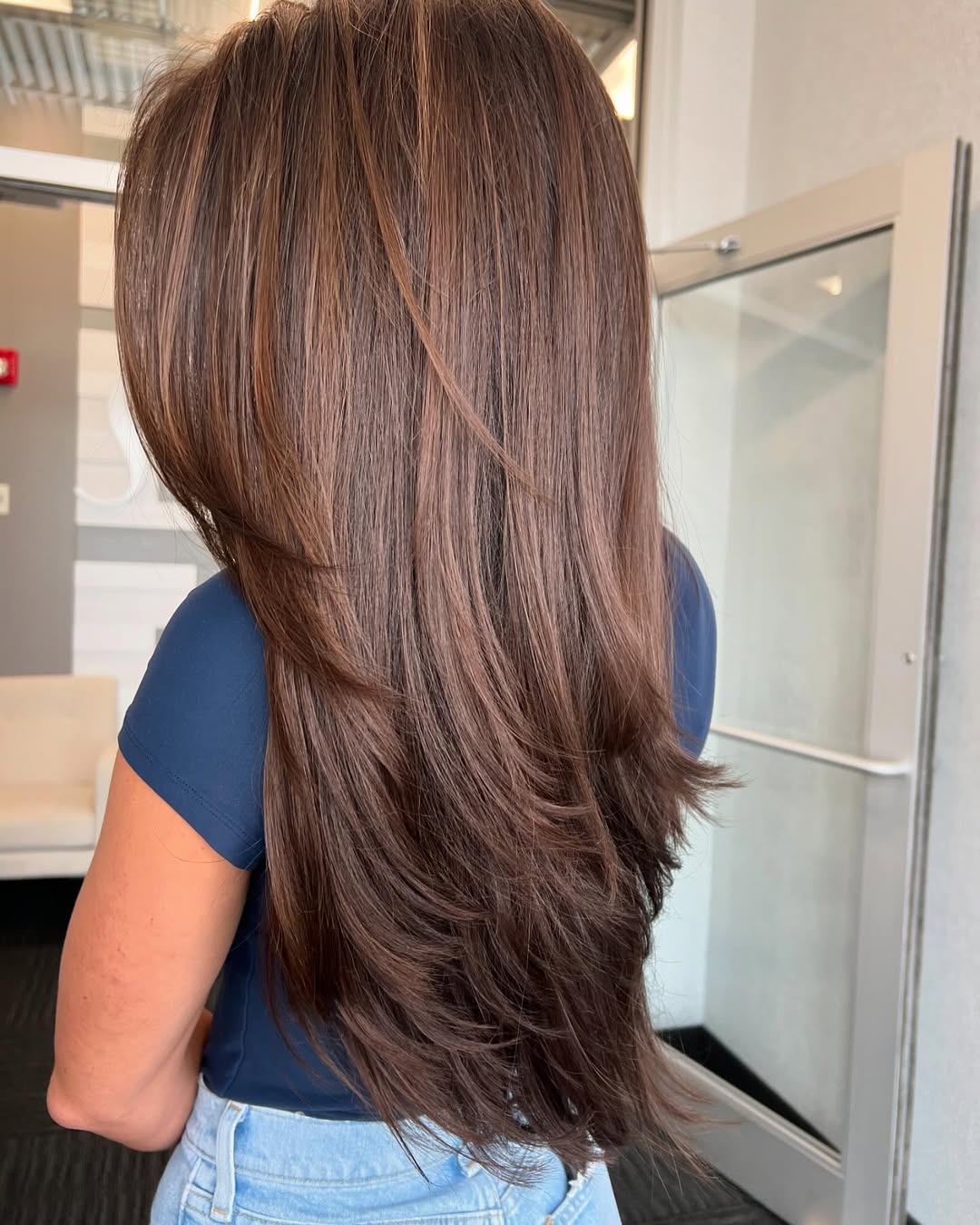 Chocolate Brown Layered Cut With Subtle Highlights