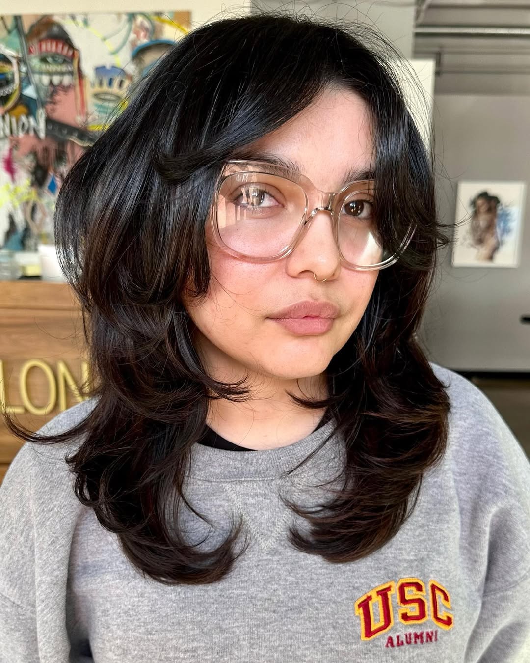 Choppy Chestnut Layers With Voluminous Styling
