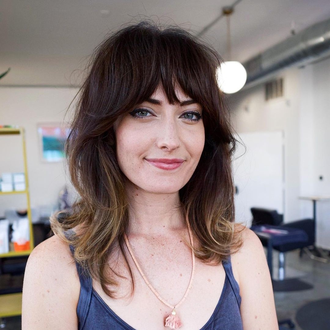 Choppy Chestnut Shag With Wispy Bangs