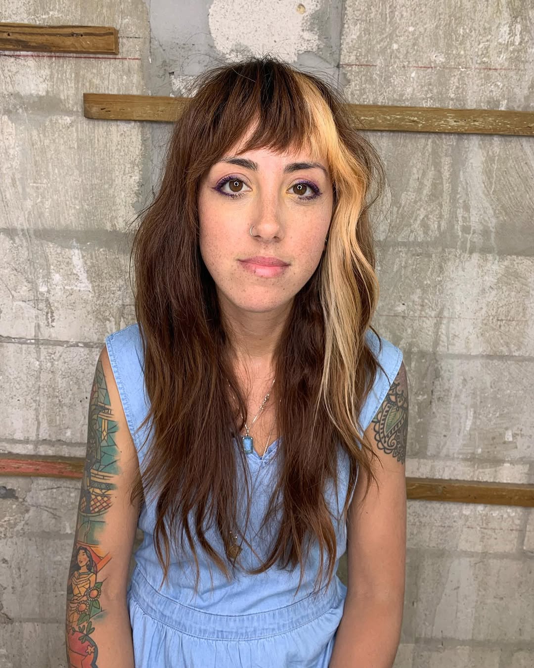 Choppy Shag With Bold Face-Framing Split Dye