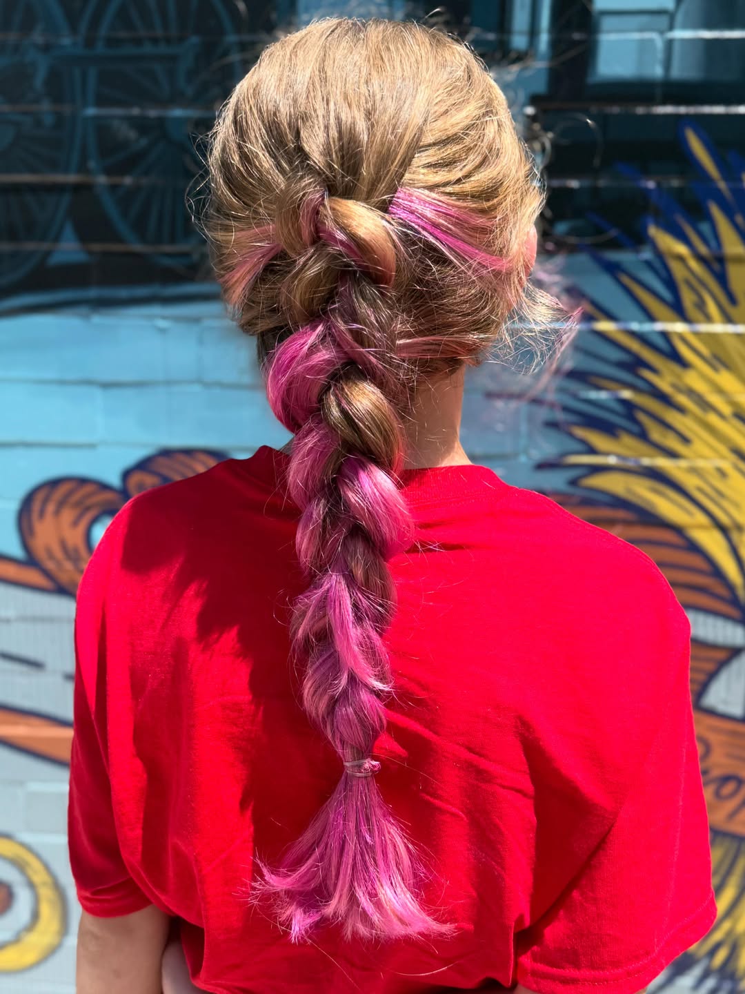 Chunky Braid With Bright Pink Peekaboo Highlights