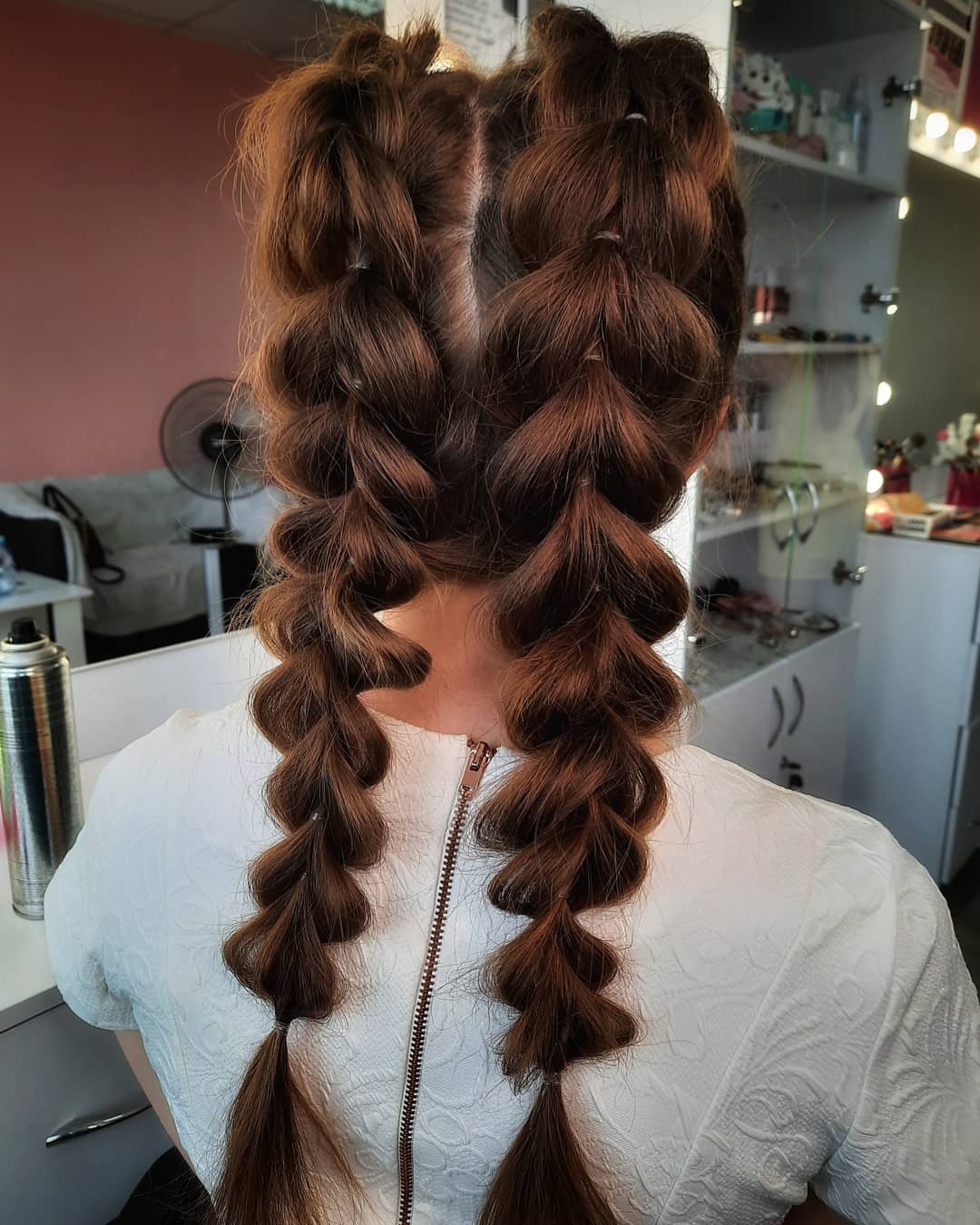 Chunky Braided Pigtails With Bubble Effect