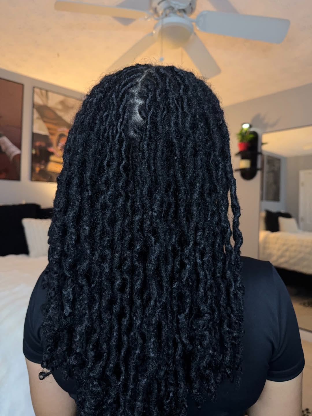 Classic Mid-Back Length Black Faux Locs