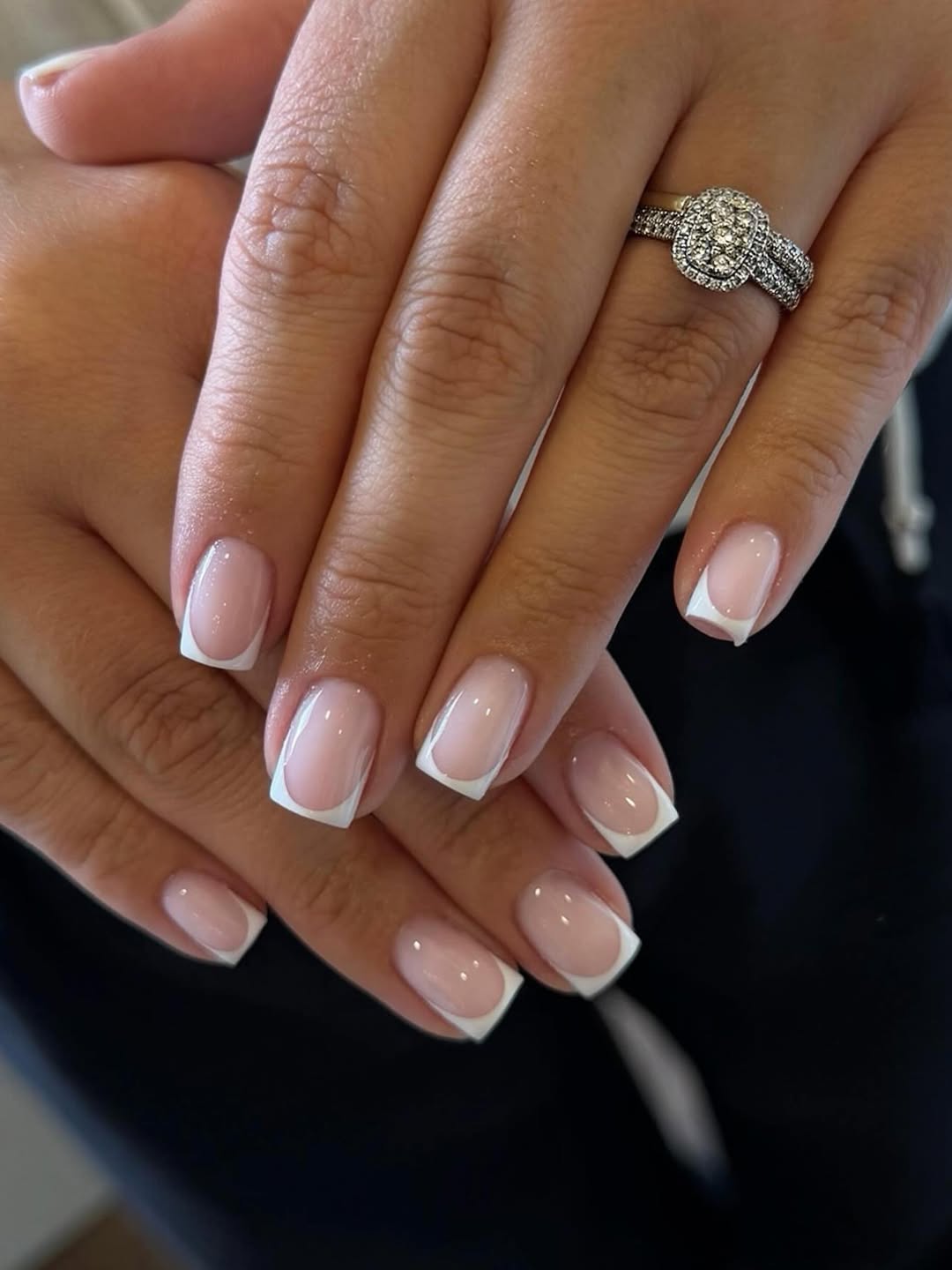 Classic Milky Pink Glossy Square French Tips